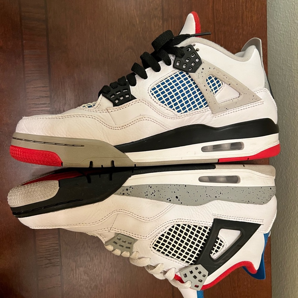 AIR JORDAN 4 RETRO SE WHAT THE 2019 CI1184-146 WHITE/MILITARY BLUE-FIRE RED - Picture 6 of 11